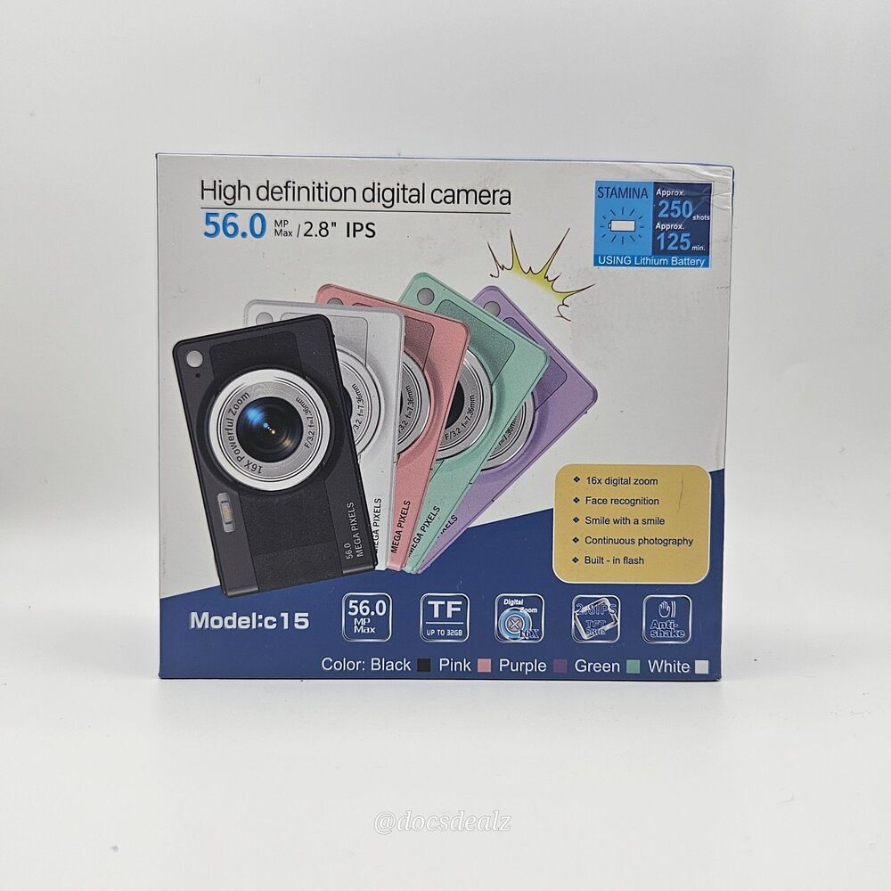 Digital Camera Kids 56 MP 16x Digital Zoom 2.8" IPS Pink